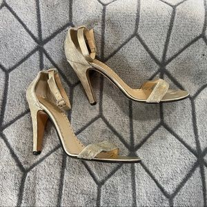 Kate Spade New York Gold Calf Hair Ankle Strap Sandal Heels